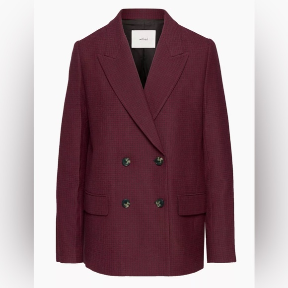 Aritzia Jackets & Blazers - ARITZIA Wilfred Maroon Double-Breasted Blazer SIZE 6 NWOT